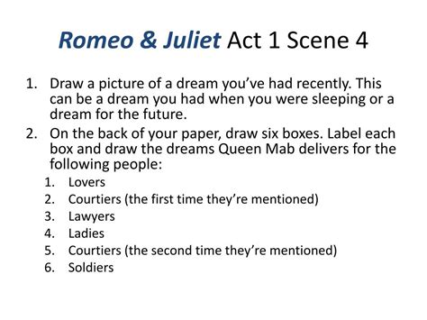 romeo and juliet act 1 scene 4 summary